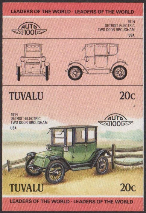Tuvalu 2nd Series 20c 1914 Detroit-Electric Two Door Brougham Automobile Stamp Final Stage Color Proof
