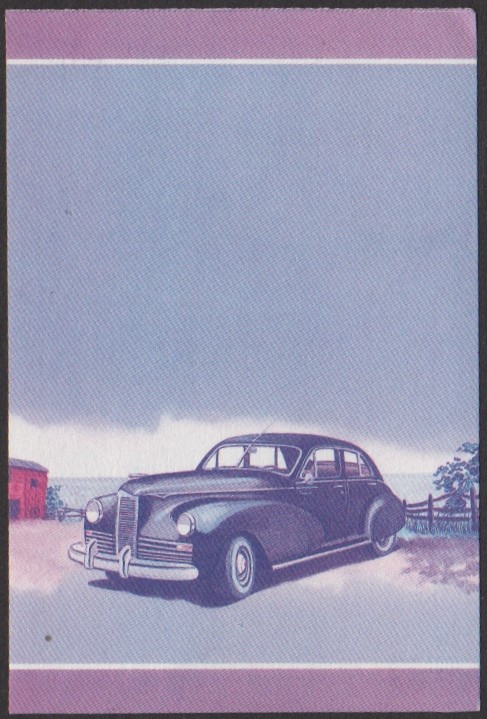 Tuvalu 2nd Series 50c 1941 Packard Clipper Automobile Stamp Blue-Red Stage Color Proof