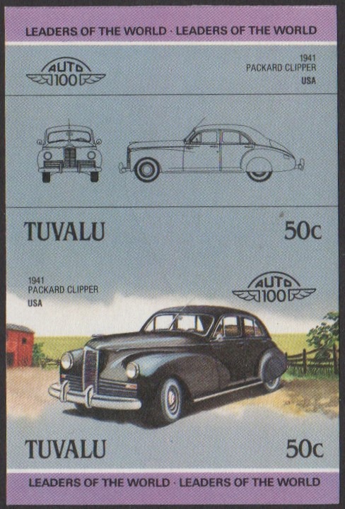 Tuvalu 2nd Series 50c 1941 Packard Clipper Automobile Stamp Final Stage Color Proof