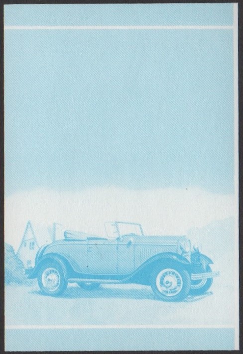 Tuvalu 3rd Series $1.00 1932 Ford V-8 Automobile Stamp Blue Stage Color Proof