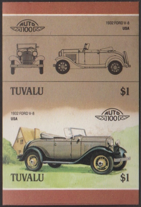 Tuvalu 3rd Series $1.00 1932 Ford V-8 Automobile Stamp Final Stage Color Proof