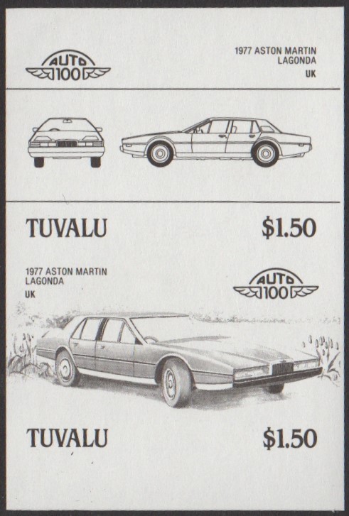 Tuvalu 3rd Series $1.50 1977 Aston Martin Lagonda Automobile Stamp Black Stage Color Proof