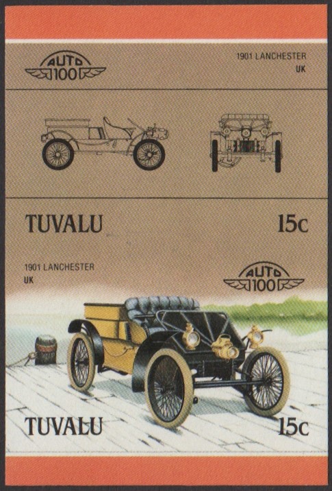 Tuvalu 3rd Series 15c 1901 Lanchester Automobile Stamp Final Stage Color Proof