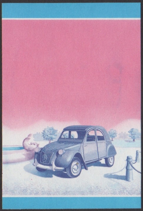 Tuvalu 3rd Series 35c 1950 Citroen 2 CV Automobile Stamp Blue-Red Stage Color Proof