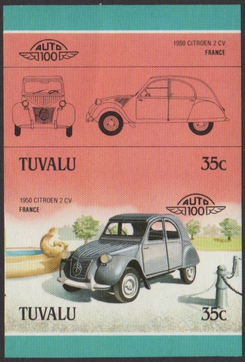 Tuvalu 3rd Series 35c 1950 Citroen 2 CV Automobile Stamp Final Stage Color Proof