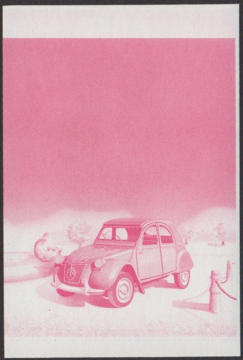 Tuvalu 3rd Series 35c 1950 Citroen 2 CV Automobile Stamp Red Stage Color Proof