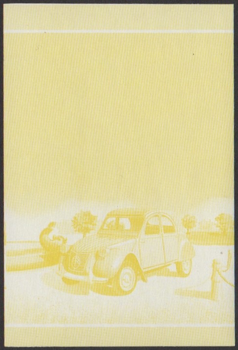 Tuvalu 3rd Series 35c 1950 Citroen 2 CV Automobile Stamp Yellow Stage Color Proof