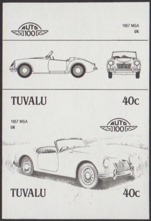 Tuvalu 3rd Series 40c 1957 MGA Automobile Stamp Black Stage Color Proof