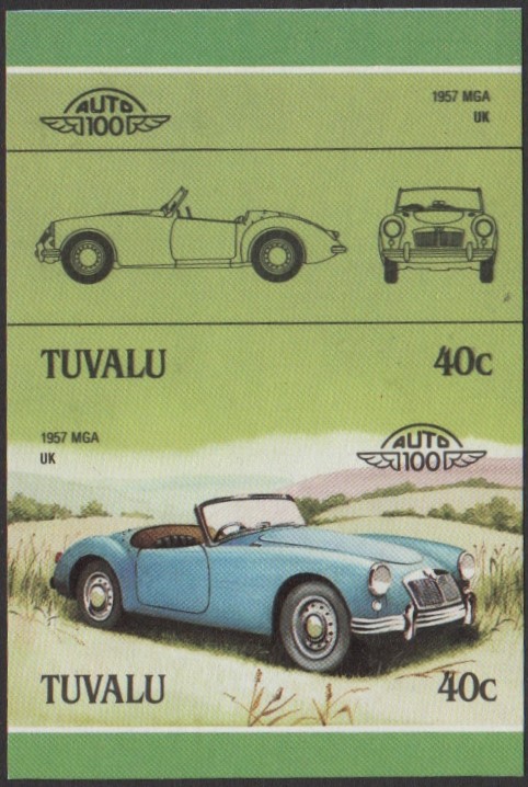 Tuvalu 3rd Series 40c 1957 MGA Automobile Stamp Final Stage Color Proof