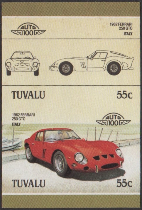 Tuvalu 3rd Series 55c 1962 Ferrari 250 GTO Automobile Stamp Final Stage Color Proof
