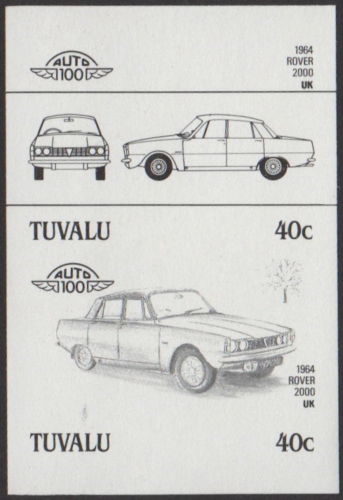 Tuvalu 4th Series 40c 1964 Rover 2000 Automobile Stamp Black Stage Color Proof