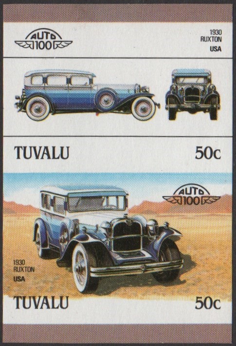 Tuvalu 4th Series 50c 1930 Ruxton Automobile Stamp Final Stage Color Proof
