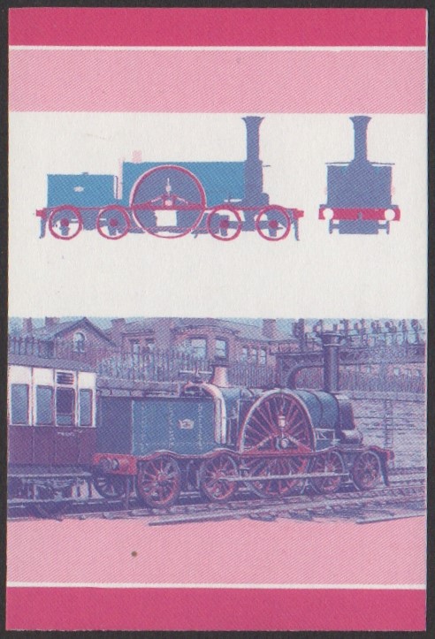 Tuvalu 4th Series $1.00 1853 Pearson 4-2-4T Locomotive Stamp Blue-Red Stage Color Proof