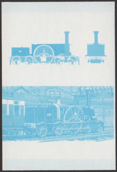 Tuvalu 4th Series $1.00 1853 Pearson 4-2-4T Locomotive Stamp Blue Stage Color Proof