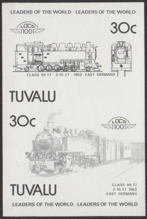 Tuvalu 4th Series 30c 1952 Class 99-77 2-10-2T Locomotive Stamp Black Stage Color Proof