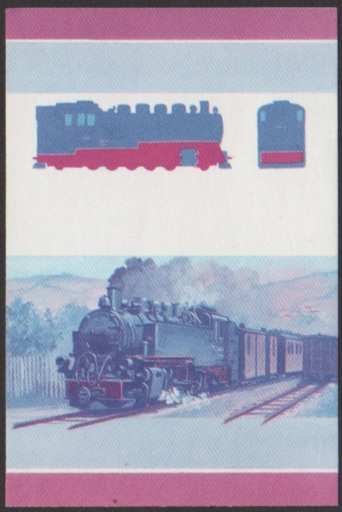 Tuvalu 4th Series 30c 1952 Class 99-77 2-10-2T Locomotive Stamp Blue-Red Stage Color Proof