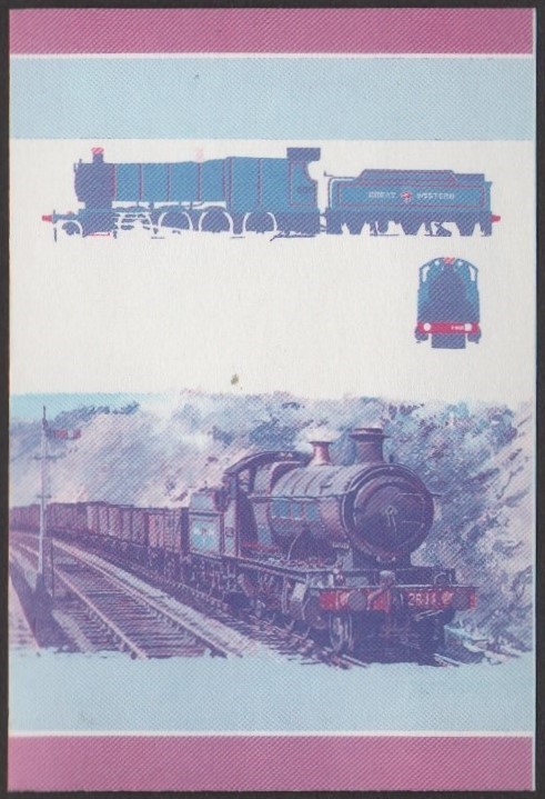 Tuvalu 4th Series 5c 1905 Churchward 28XX Class 2-8-0 Locomotive Stamp Blue-Red Stage Color Proof