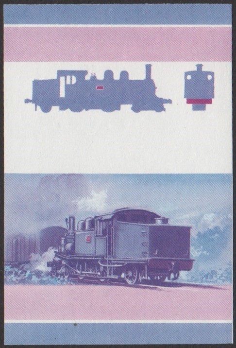 Tuvalu 5th Series $1.00 1908 J.N.R. Class 1070 4-4-2T Locomotive Stamp Blue-Red Stage Color Proof