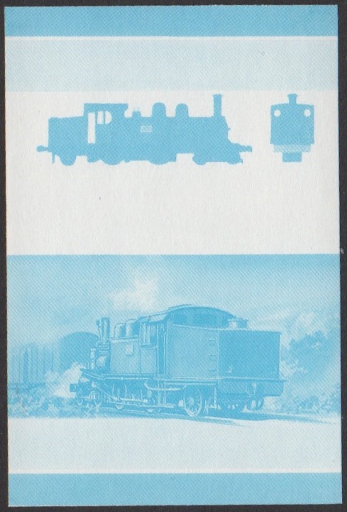 Tuvalu 5th Series $1.00 1908 J.N.R. Class 1070 4-4-2T Locomotive Stamp Blue Stage Color Proof