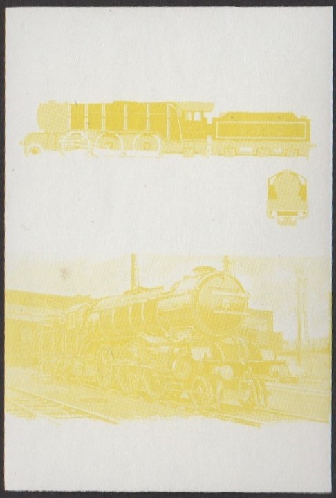 Tuvalu 5th Series 10c 1936 Green Arrow 2-6-2 Locomotive Stamp Yellow Stage Color Proof