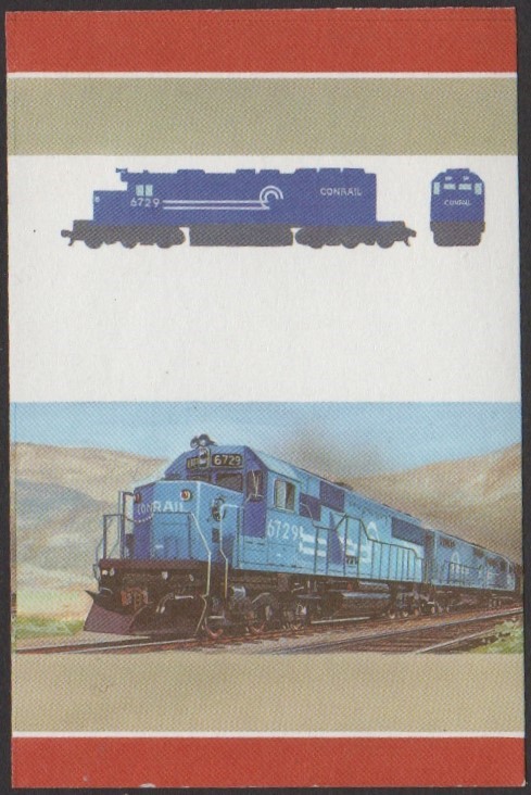 Tuvalu 5th Series 40c 1982 G.M.(EMD) SD-50 Co-Co Locomotive Stamp All Colors Stage Color Proof