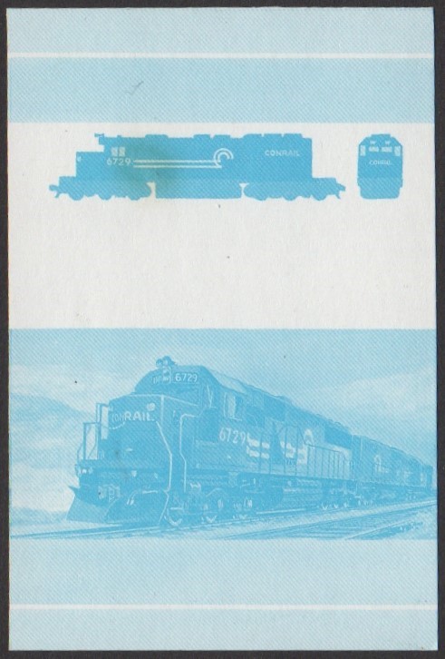 Tuvalu 5th Series 40c 1982 G.M.(EMD) SD-50 Co-Co Locomotive Stamp Blue Stage Color Proof