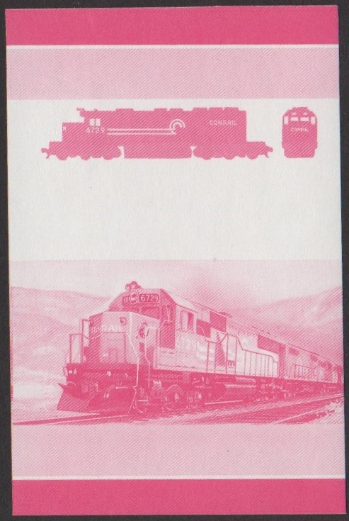 Tuvalu 5th Series 40c 1982 G.M.(EMD) SD-50 Co-Co Locomotive Stamp Red Stage Color Proof