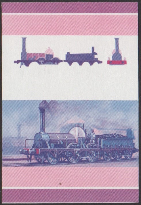 Vaitupu 1st Series 10c 1841 G.W.R. Leo Class HECLA 2-4-0 Locomotive Stamp Blue-Red Stage Color Proof