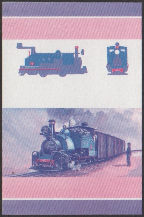 Vaitupu 1st Series 50c 1888 D.&H. Class B 0-4-0T Locomotive Stamp Blue-Red Stage Color Proof