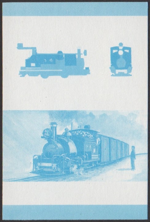 Vaitupu 1st Series 50c 1888 D.&H. Class B 0-4-0T Locomotive Stamp Blue Stage Color Proof