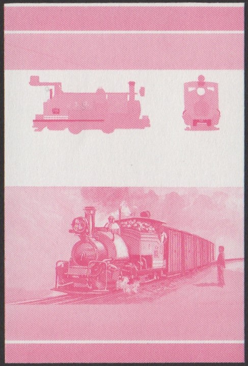 Vaitupu 1st Series 50c 1888 D.&H. Class B 0-4-0T Locomotive Stamp Red Stage Color Proof
