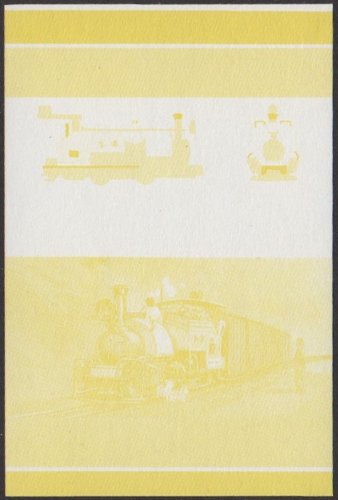 Vaitupu 1st Series 50c 1888 D.&H. Class B 0-4-0T Locomotive Stamp Yellow Stage Color Proof