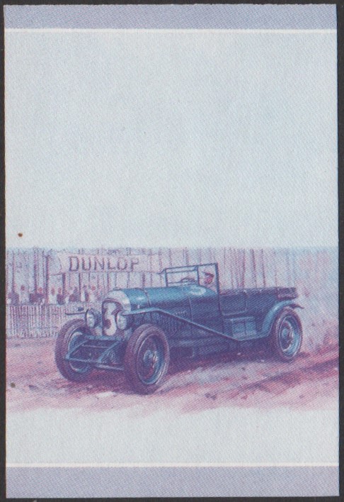 Vaitupu 2nd Series $1.00 1927 Bentley 3-Litre Automobile Stamp Blue-Red Stage Color Proof