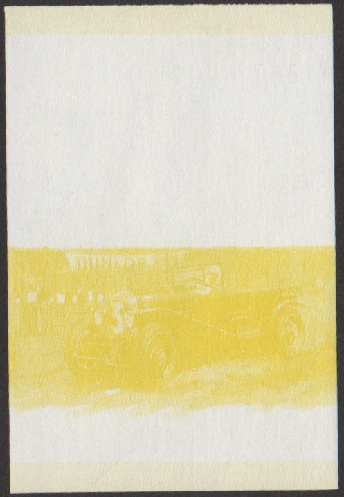 Vaitupu 2nd Series $1.00 1927 Bentley 3-Litre Automobile Stamp Yellow Stage Color Proof