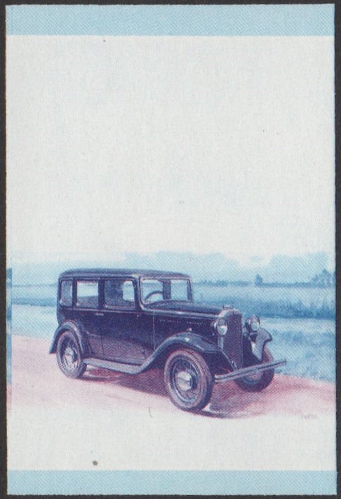 Vaitupu 2nd Series 15c 1932 Hillman Minx Automobile Stamp Blue-Red Stage Color Proof