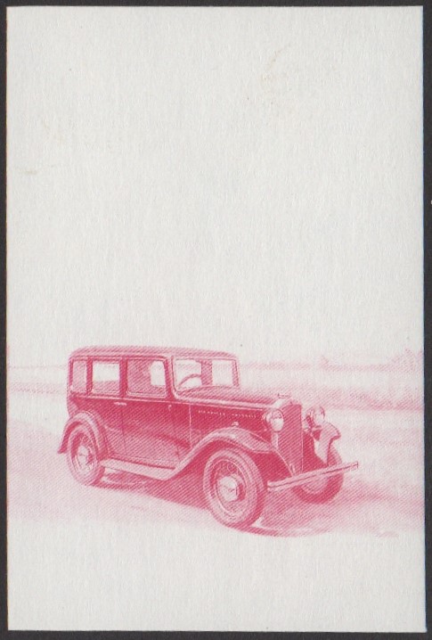 Vaitupu 2nd Series 15c 1932 Hillman Minx Automobile Stamp Red Stage Color Proof