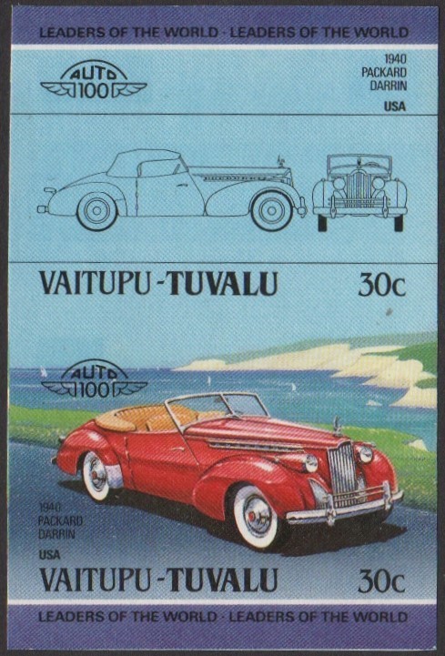 Vaitupu 2nd Series 30c 1940 Packard Darrin Automobile Stamp Final Stage Color Proof