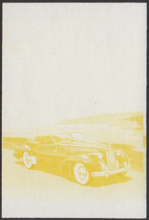 Vaitupu 2nd Series 30c 1940 Packard Darrin Automobile Stamp Yellow Stage Color Proof
