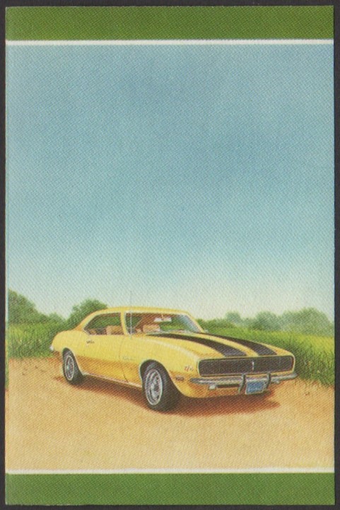 Vaitupu 2nd Series 40c 1968 Chevrolet Camaro Automobile Stamp All Colors Stage Color Proof