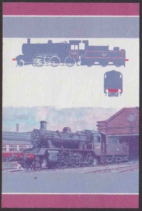 Vaitupu 2nd Series 25c 1954 BR Class 2MT 78022 2-6-0 Locomotive Stamp Blue-Red Stage Color Proof