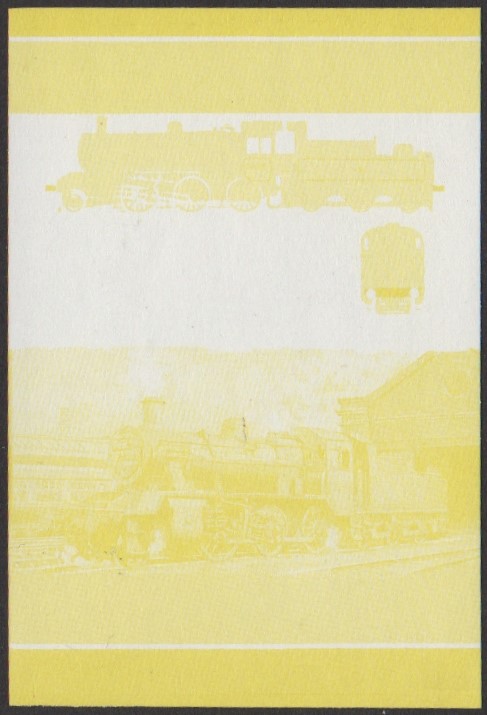 Vaitupu 2nd Series 25c 1954 BR Class 2MT 78022 2-6-0 Locomotive Stamp Yellow Stage Color Proof