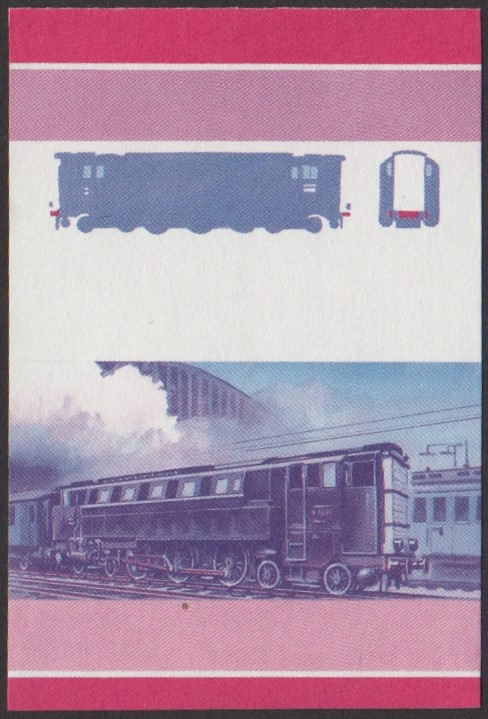 Vaitupu 2nd Series 5c 1929 D.R.G. V3201 2-C-2 Locomotive Stamp Blue-Red Stage Color Proof