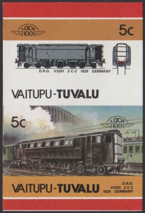 Vaitupu 2nd Series 5c 1929 D.R.G. V3201 2-C-2 Locomotive Stamp Final Stage Color Proof