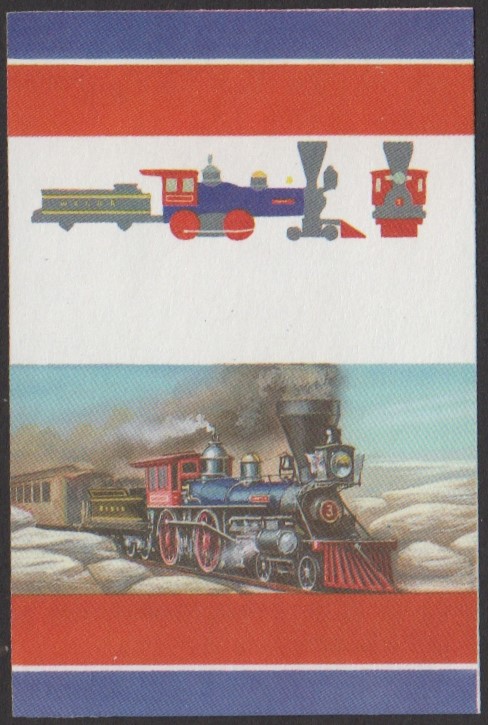 Vaitupu 2nd Series 80c 1855 Western & Atlantic Railroad General 4-4-0 Locomotive Stamp All Colors Stage Color Proof