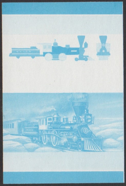 Vaitupu 2nd Series 80c 1855 Western & Atlantic Railroad General 4-4-0 Locomotive Stamp Blue Stage Color Proof