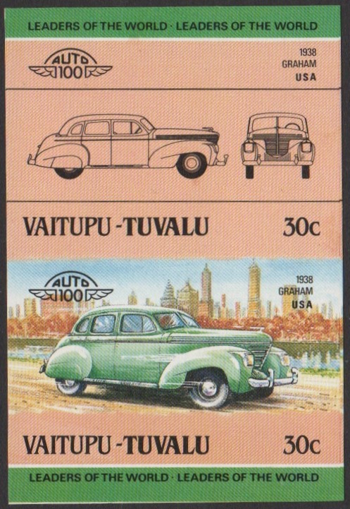 Vaitupu 3rd Series 30c 1938 Graham Automobile Stamp Final Stage Color Proof
