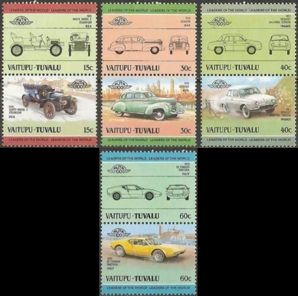 1985 Vaitupu Leaders of the World, Automobiles (3rd series) Stamps