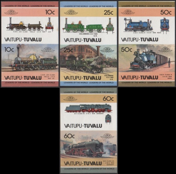 1985 Vaitupu Leaders of the World, Locomotives (1st series) Imperforate Stamps