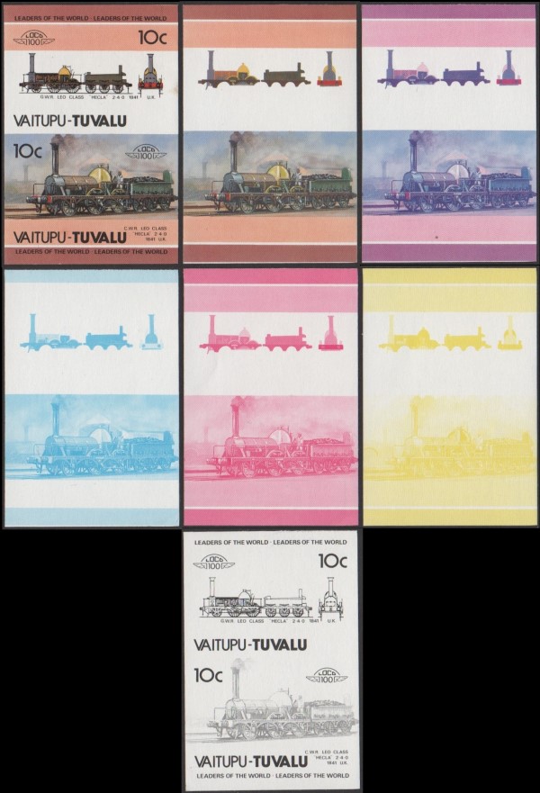 1985 Vaitupu Leaders of the World, Locomotives (1st series) Progressive Color Proofs