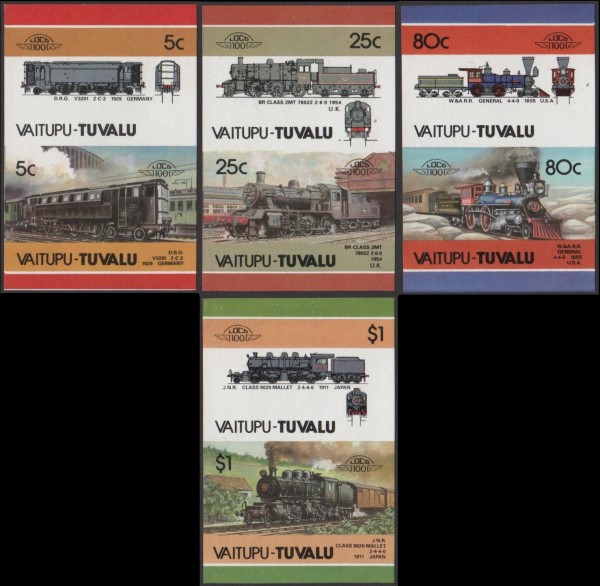 1986 Vaitupu Leaders of the World, Locomotives (2nd series) Imperforate Stamps